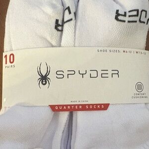 Spyder Unisex 10 Pack Quarter Athletic Socks - White